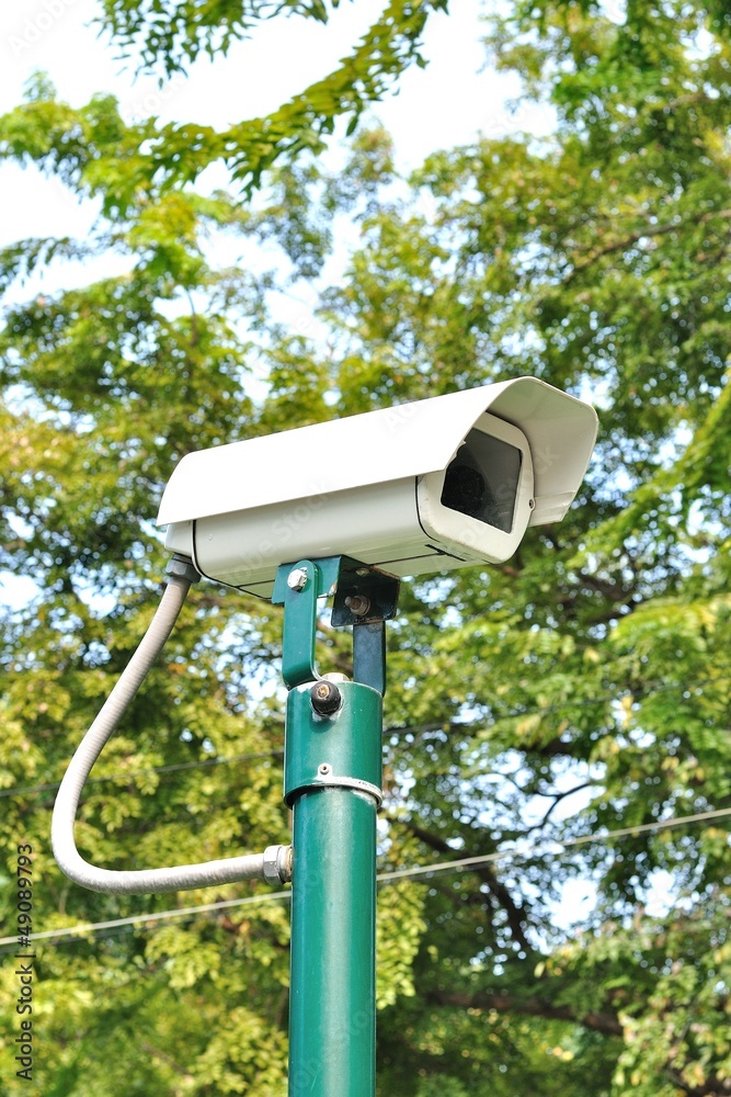Security Camera or CCTV in green park Security Camera or CCTV in green park