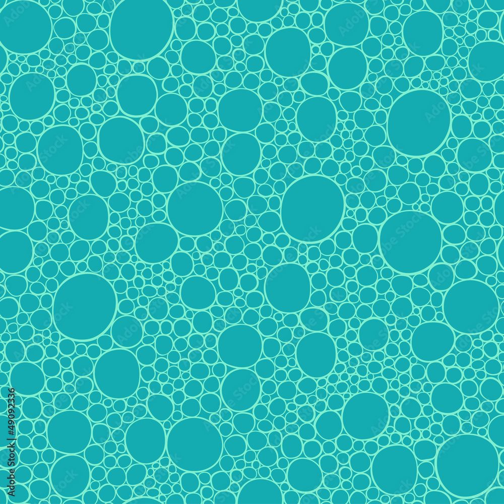 Seamless blue hand drawn pattern with bubbles