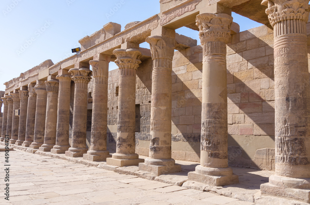 Colonnade at the Philae Temple of Isis, Egypt
