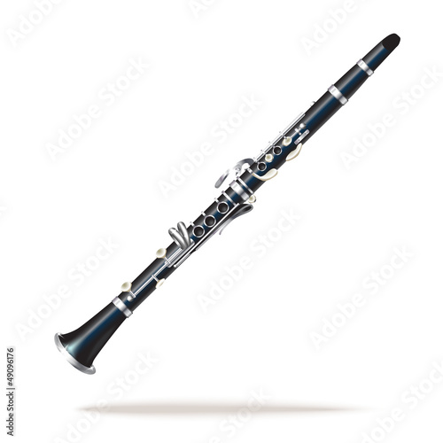 Classical clarinet, isolated on white background