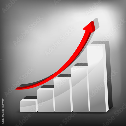 Business Growth - Silver graph - 3D illustration.