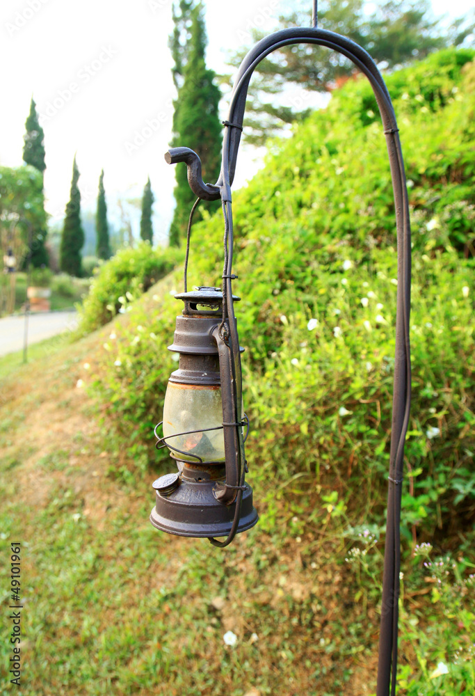 Fototapeta premium Old garden lamp on sidewalk