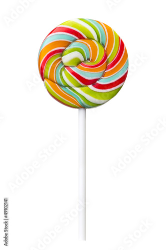 Colorful Spiral lollipop candy on stick, Realistic photo image