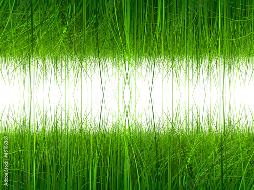 High resolution 3d green grass frame isolated on white