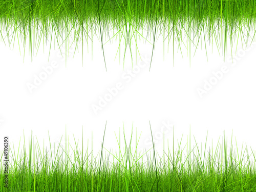 High resolution 3d green grass frame isolated on white