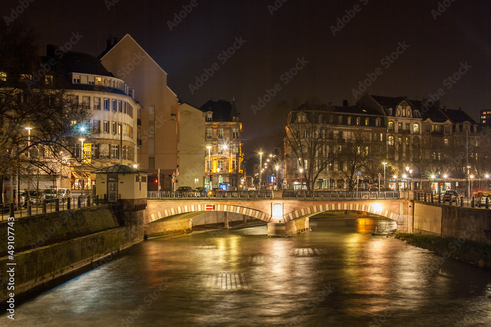 Pont National over Ill river in Strasbourg - Alsace, France