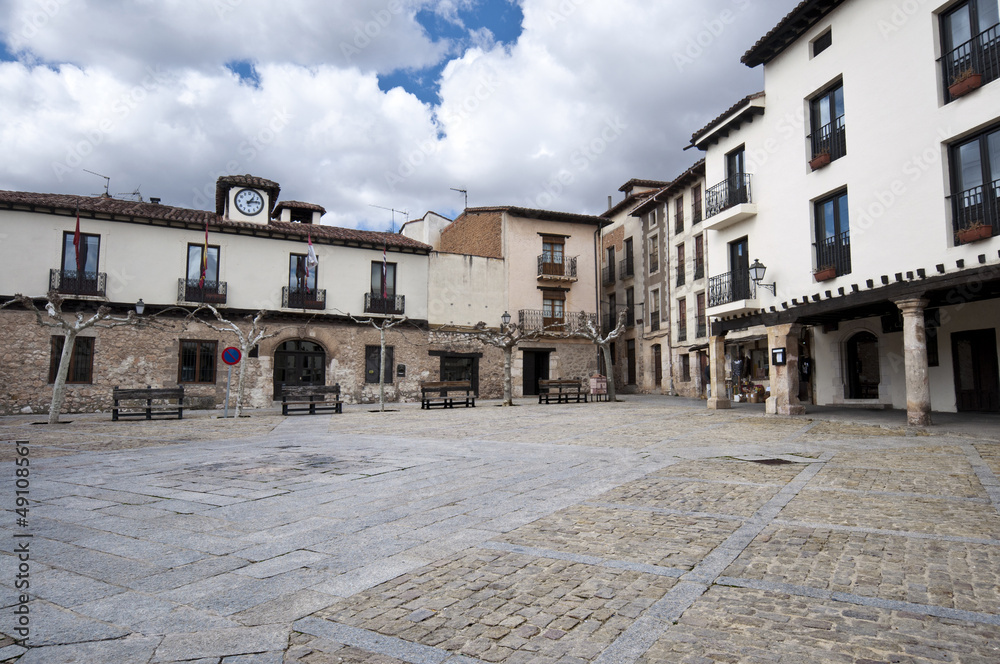 Main square of Covarrubias, Burgos Province, Spain