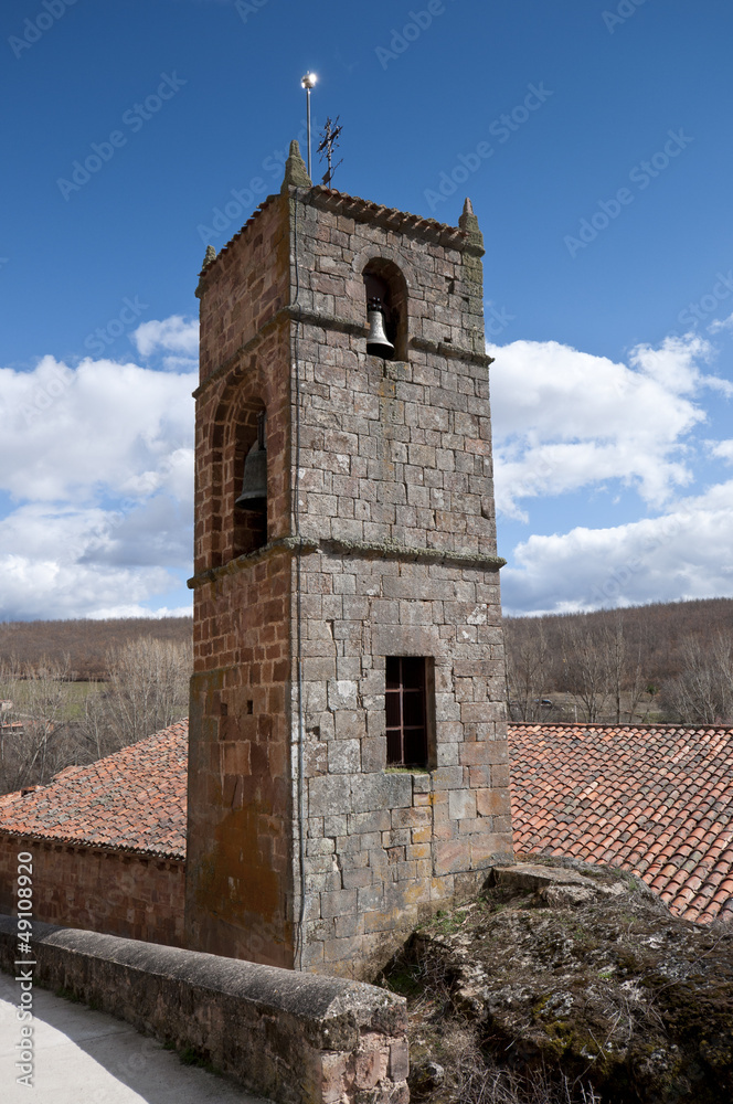 Bell tower of San Millan de Lara Church, Burgos, Spain
