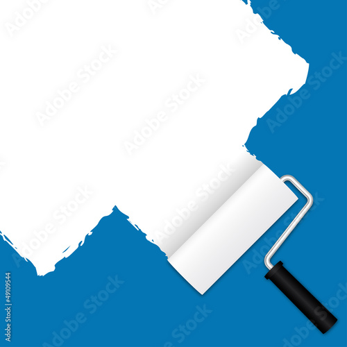 Neuanstrich mit Farbroller - blau