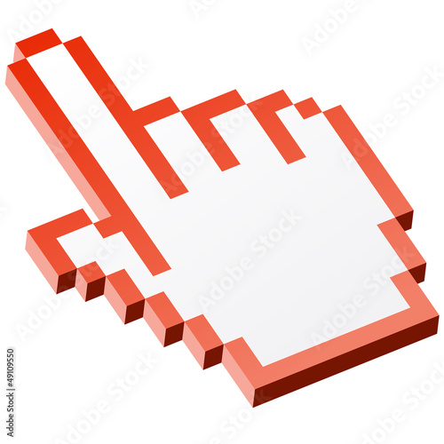 3D Pixelgrafik Hand - Zeigefinger rot