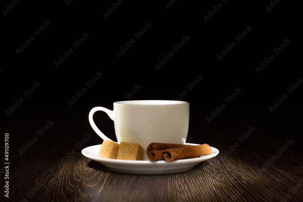 Coffee beans and white cup Coffee beans and white cup
