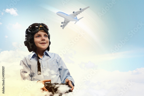 Little boy in pilot's hat photo