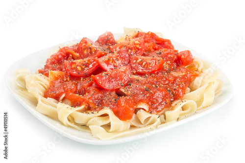 Egg noodles with tomato ketchup