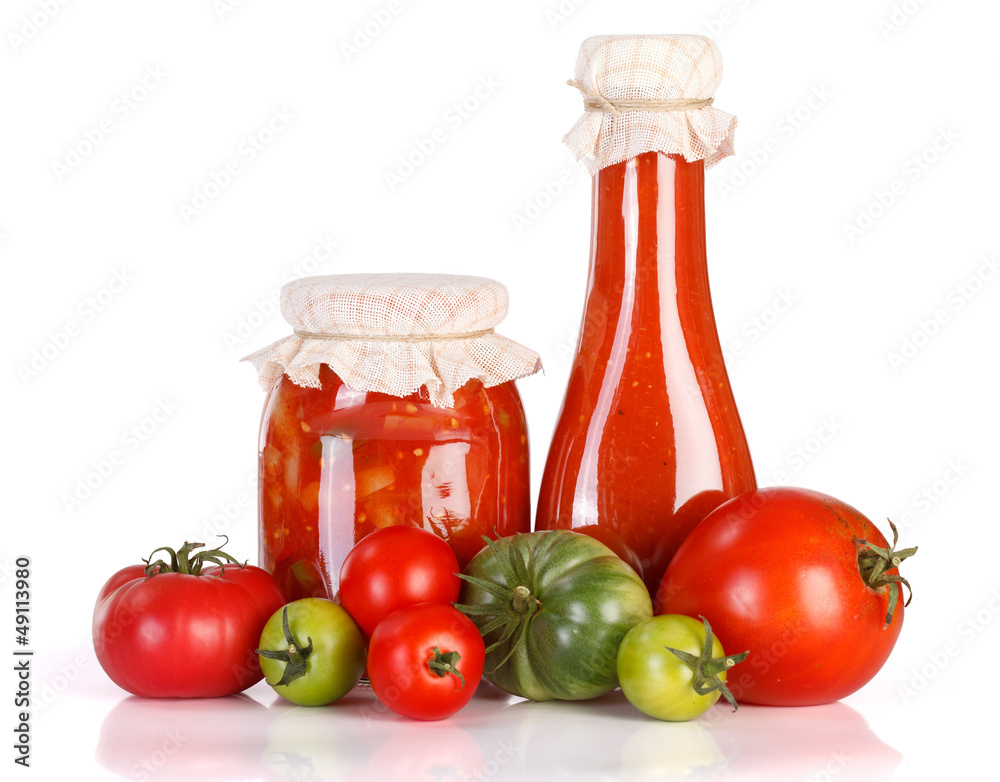 Lecho and ketchup in glass jar Lecho and ketchup in glass jar