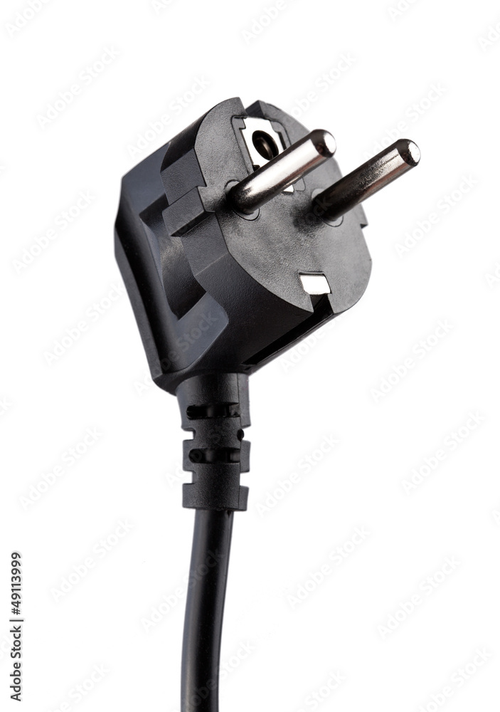 Black electric plug isolated on white background Black electric plug isolated on white background