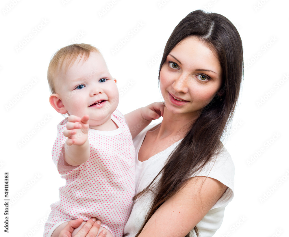 Portrait of smiling baby girl and her mother Portrait of smiling baby girl and her mother