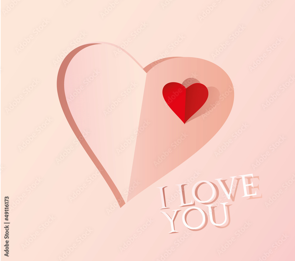 Valentine style postcard with tender hearts Valentine style postcard with tender hearts