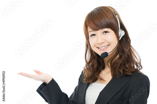 Beautiful asian businesswoman on white background