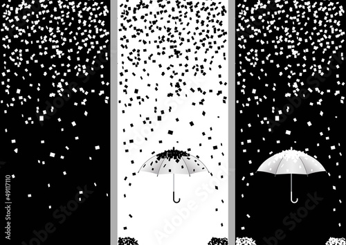 3 bandes confettis - fête - noir et blanc - Carnaval
