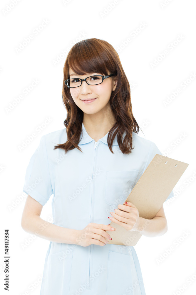 Beautiful young nurse on white background Beautiful young nurse on white background