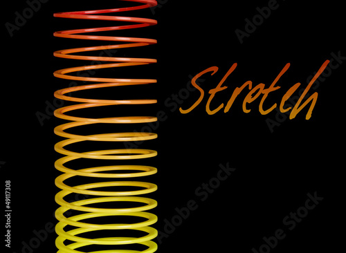 Extended coil - expansion metaphor isolated over black