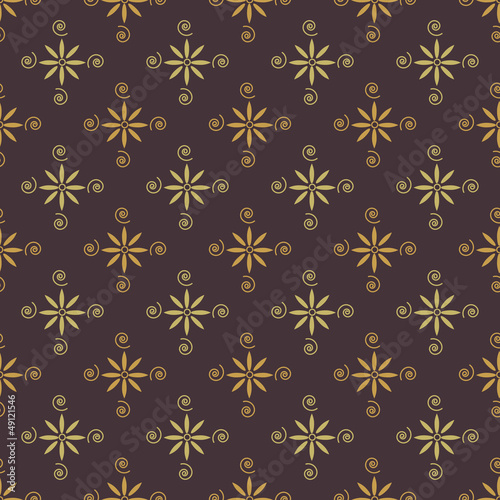 Seamless decorative floral pattern with spirals