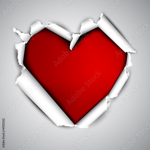 Torn paper with space for text. Red heart. Valentine's day vecto