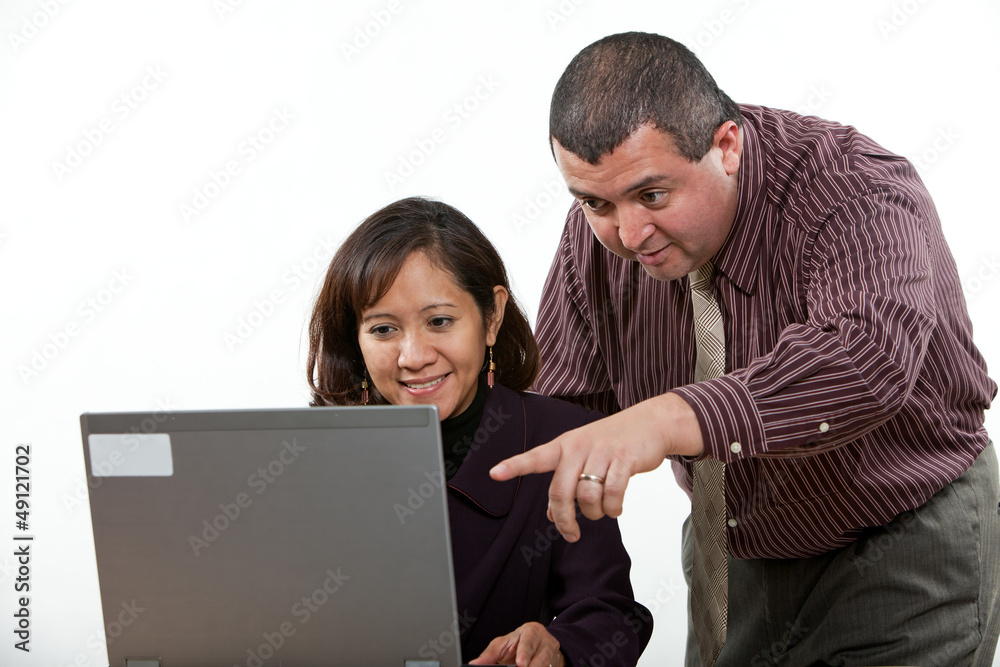 Attractive multi ethnic business man and woman team Attractive multi ethnic business man and woman team