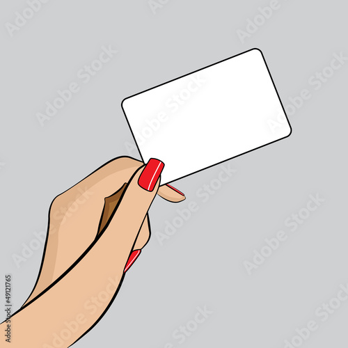 PopArt Illustration of a hand with a Business Card