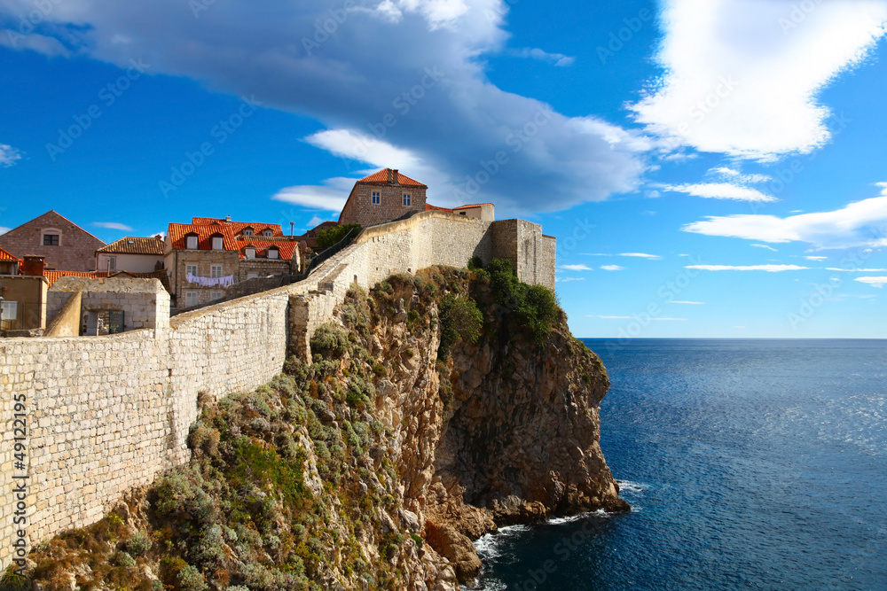 Panorama of walls which is defending old Dubrovnik