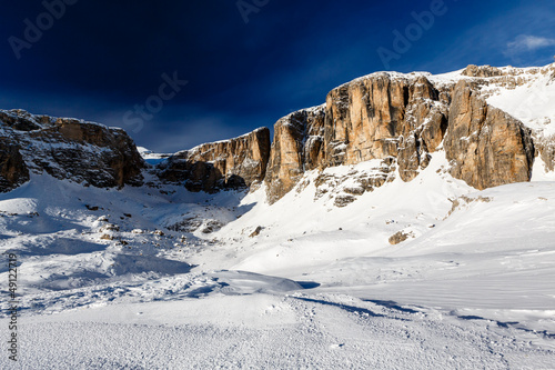 Peak of Vallon on the Skiing Resort of Corvara, Alta Badia, Dolo