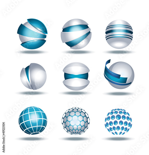 Globe sphere 3d icons set vector illustration