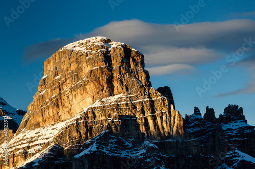 Sassongher Peak on the Ski Resort of Corvara, Alta Badia, Dolomi photo