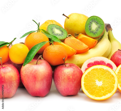 collection fruits isolated on white background