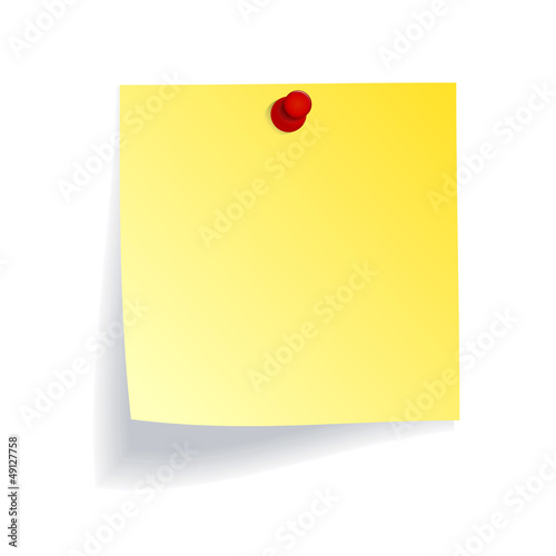 Yellow note with red push pin