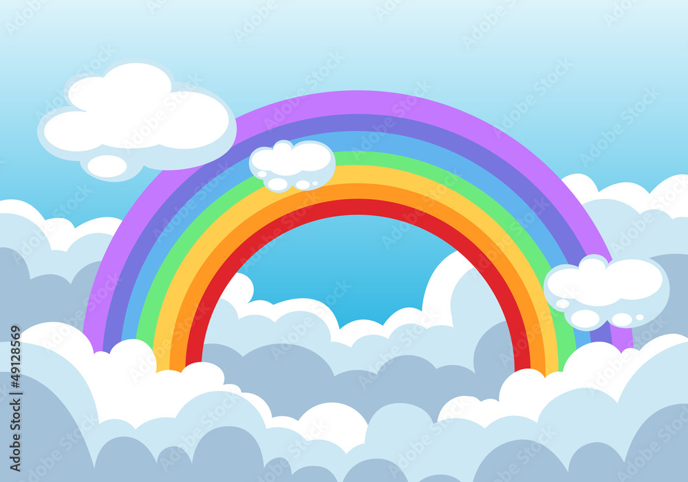 rainbow and clouds in the sky background vector