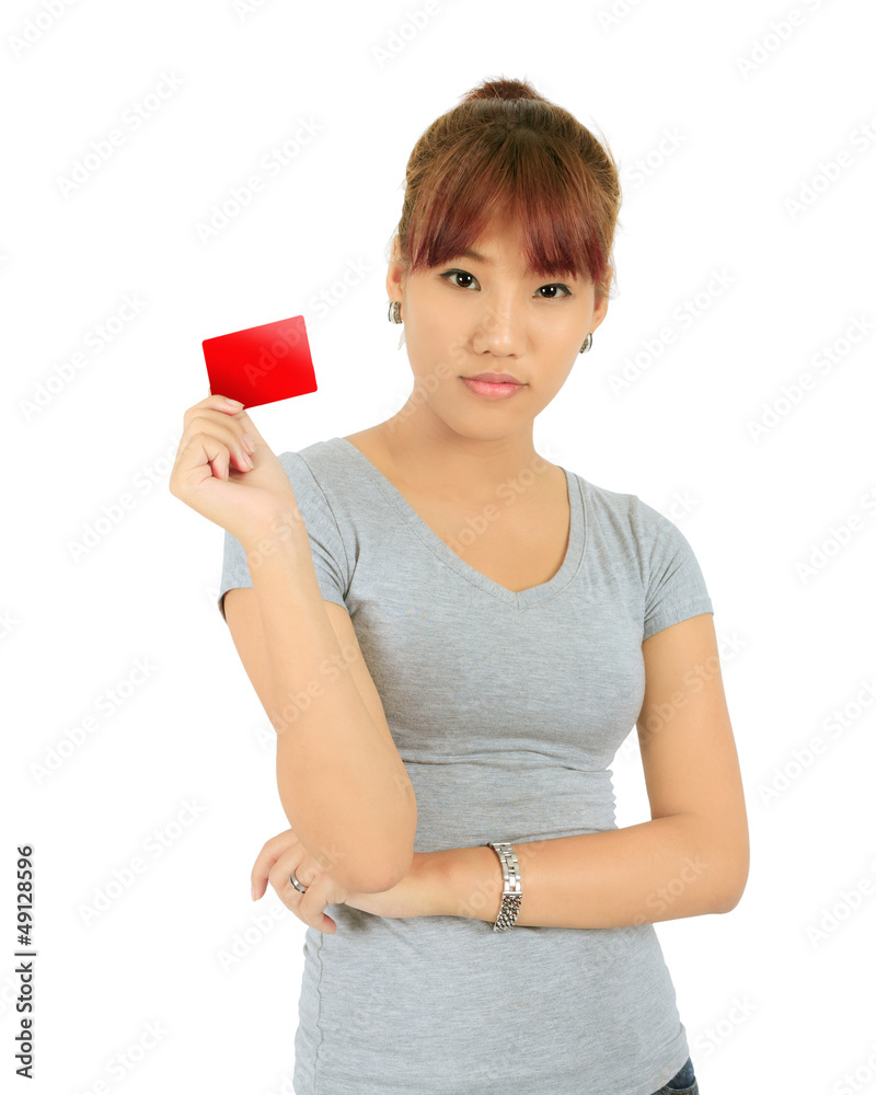 Isolated Young Asian Woman With a Credit Card Isolated Young Asian Woman With a Credit Card