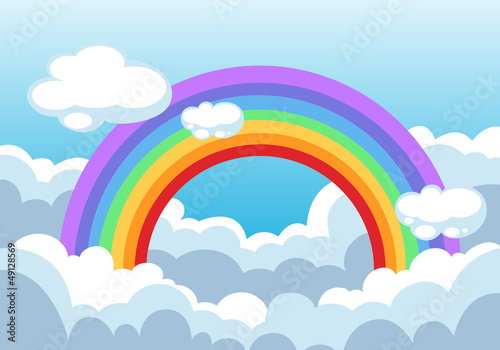 rainbow and clouds in the sky background vector