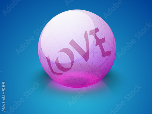 Saint Valentines Day background with pink globe having text LOVE