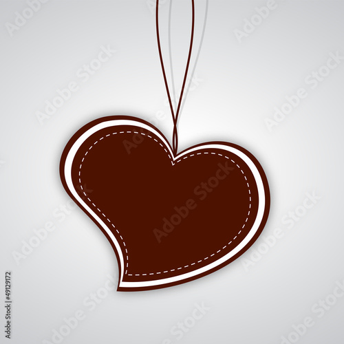 Valentines Day background with sticky or tag in heart shape on g