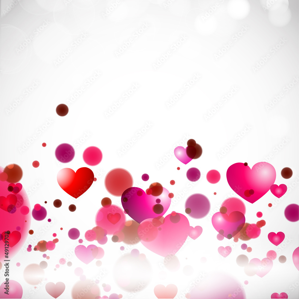 Happy Valentine's Day background with glossy pink hearts. EPS 10