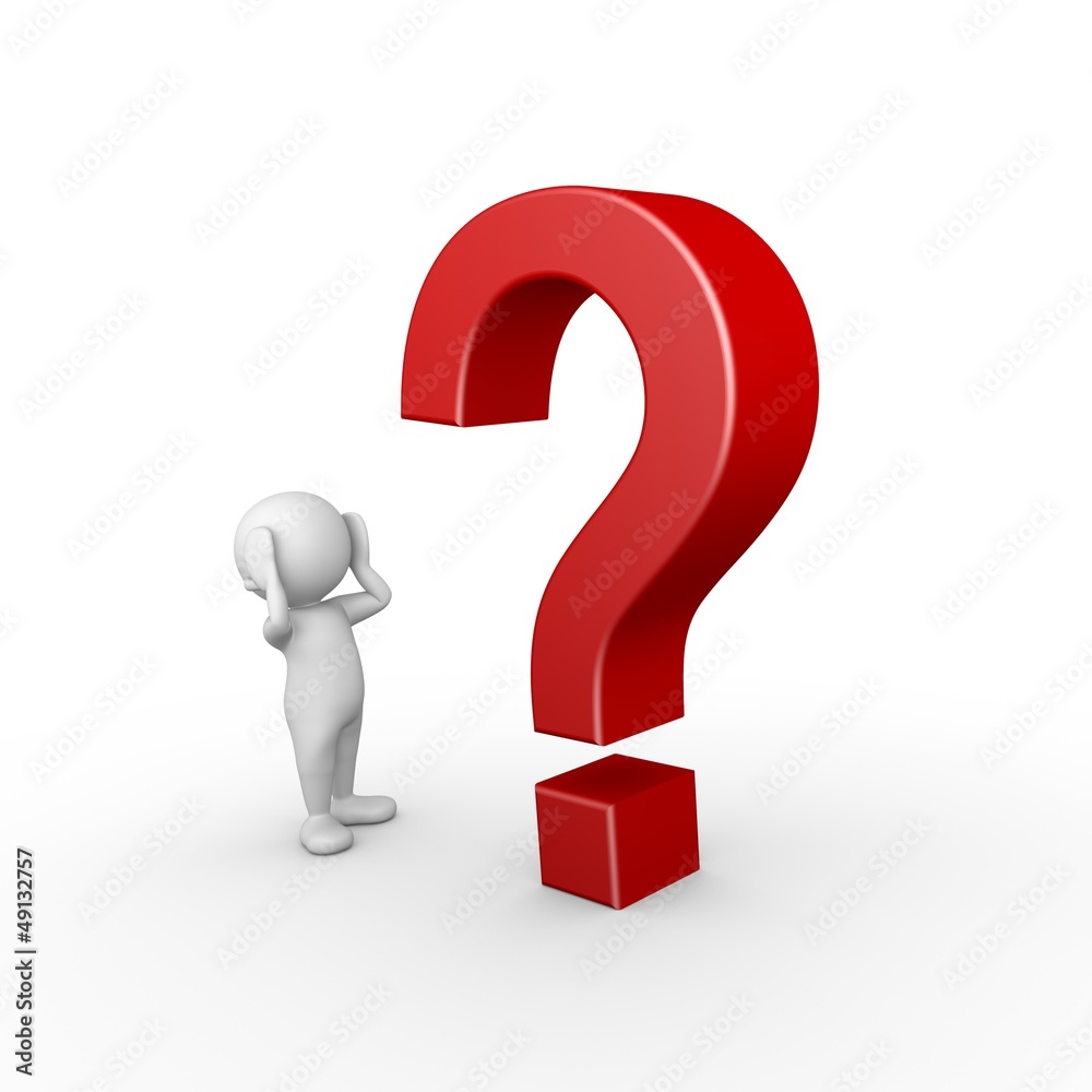 3D Minimalistic Person With A Questionmark 3D Minimalistic Person With A Questionmark