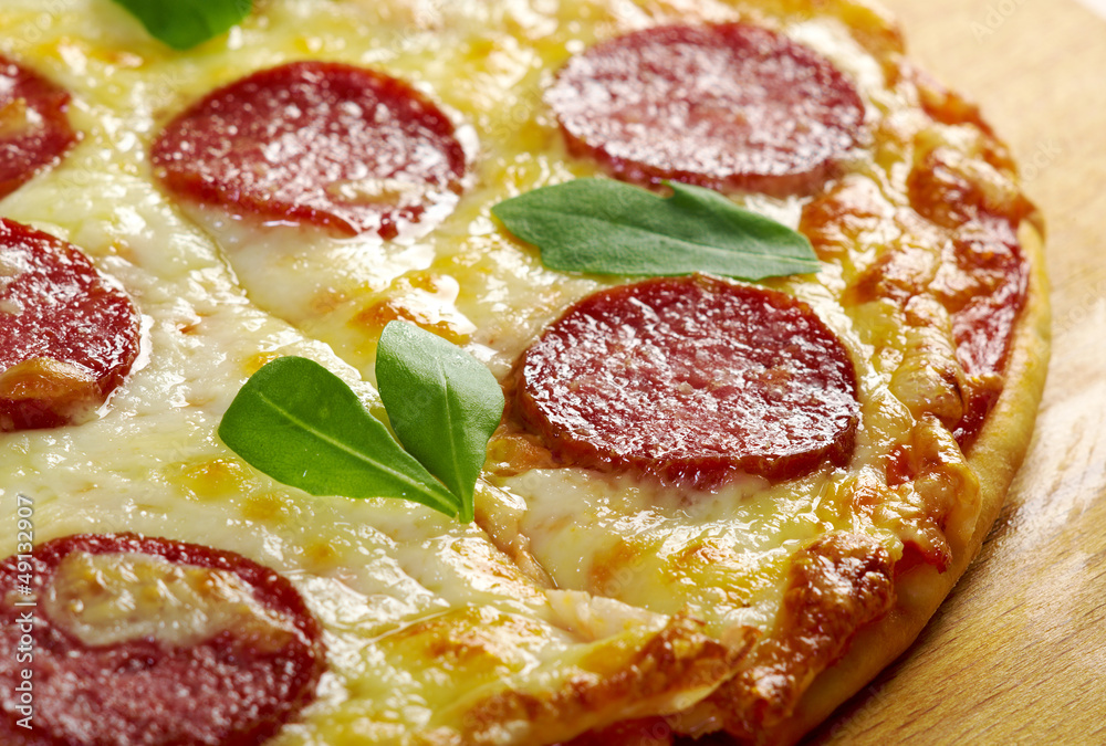 homemade  pizza  Pepperoni.Closeup