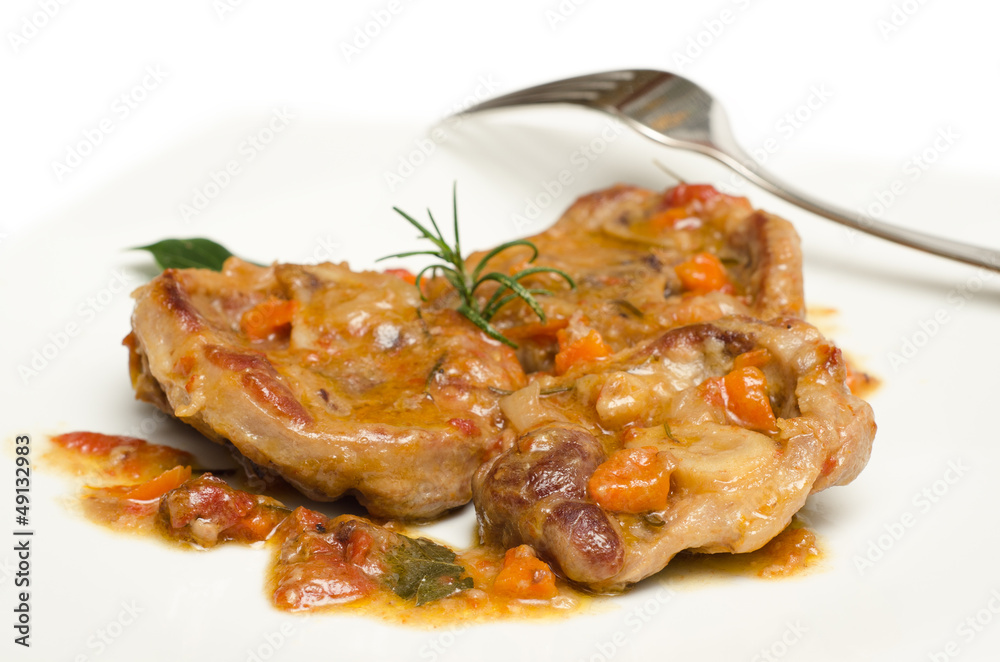 Ossobuchi in salsa,closeup Ossobuchi in salsa,closeup