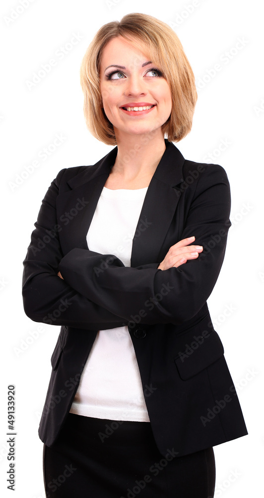 Young beautiful business woman isolated on white Young beautiful business woman isolated on white
