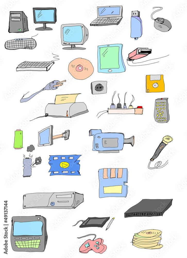 hand drawn business multimedia icons hand drawn business multimedia icons