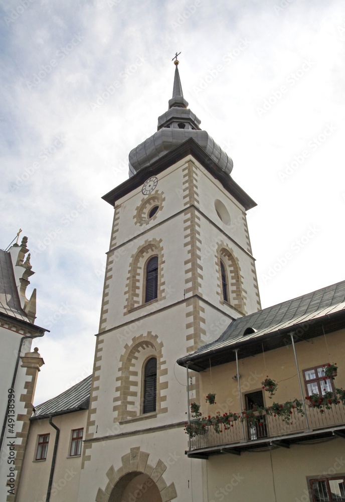 tower of church in Stary Sacz