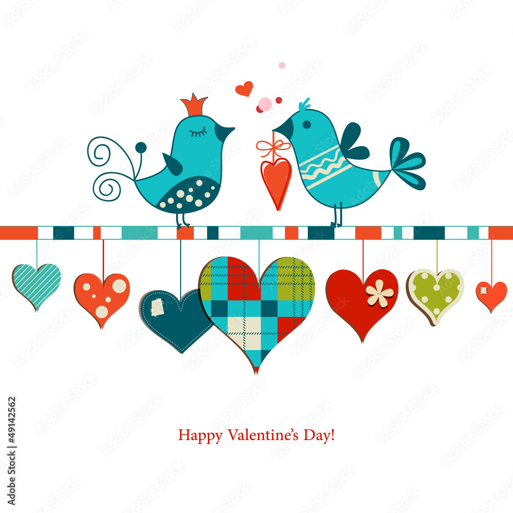 Cute birds sharing love , Valentines day design Cute birds sharing love , Valentines day design