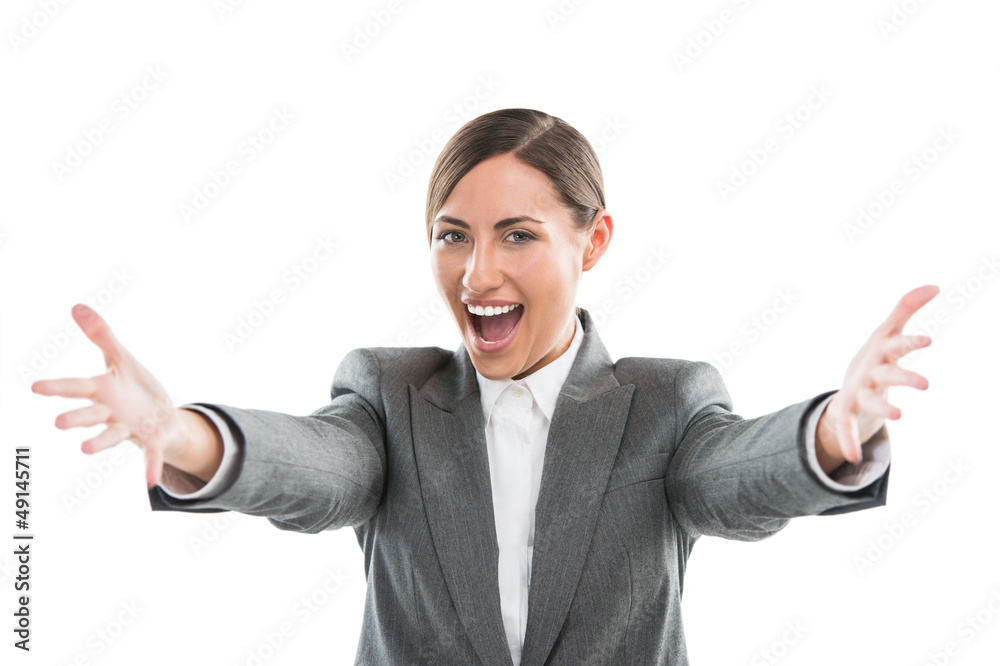 Portrait of lovely Caucasian female executive enjoying success o Portrait of lovely Caucasian female executive enjoying success o