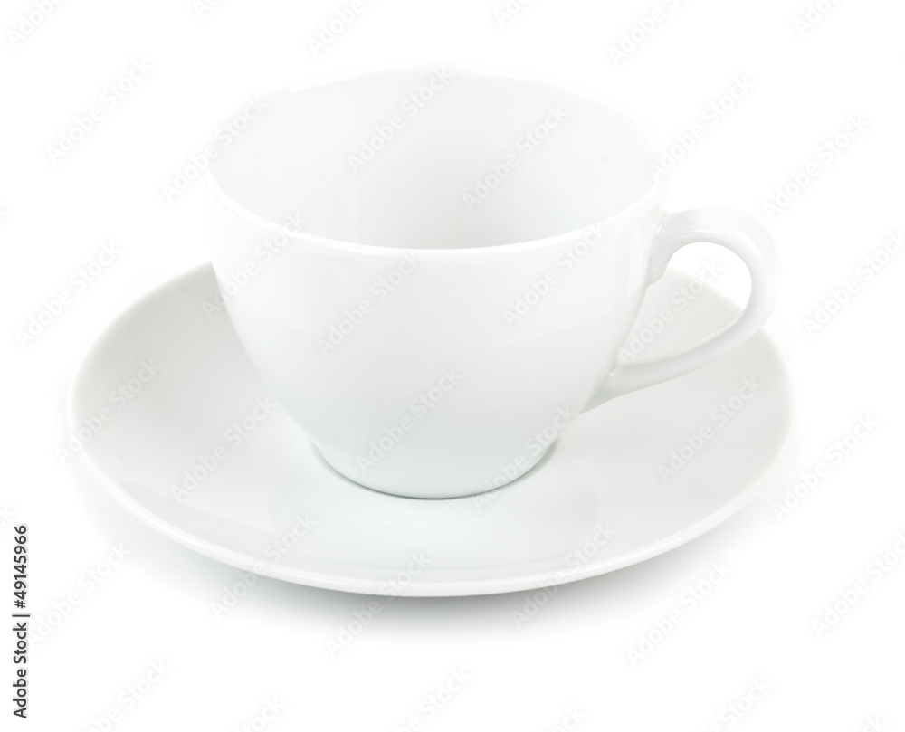 White empty cup isolated on white. White empty cup isolated on white.